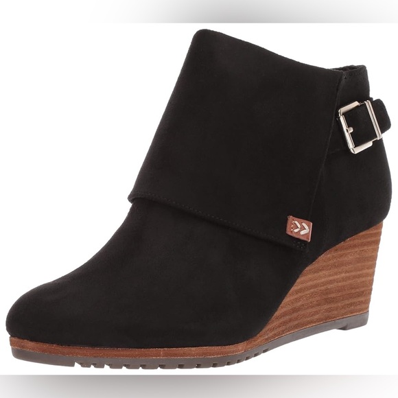 Dr. Scholl's Women's Create Ankle Wedge Heel Booties Boot Black Suede Size 7.5M - Picture 2 of 16
